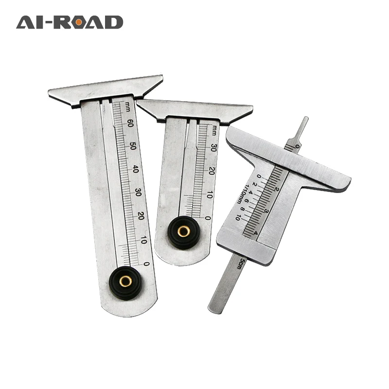 

AI-ROAD Stainless Steel Car Tyre Tire Tread Depth Gauge Meter Ruler Caliper Measuring Tool Moto Truck