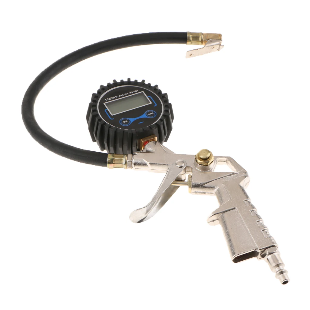 

Tire Pressure Inflator Gauge Nozzles LCD Digital Tire Tyre Inflation Inflation Pump with Pressure Gauge US Connector
