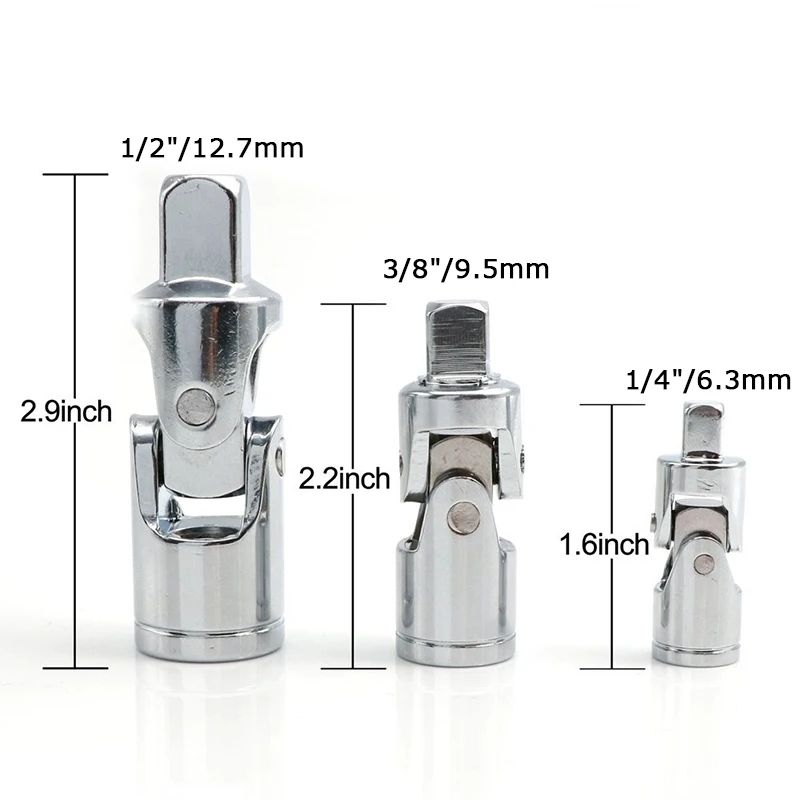Newly Universal Joint Set 4 Square Drive Ratchet Sockets Adapter 1/4"3/8"1/2" JP