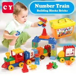 65 шт. большие частицы коробка цифры поезд строительные блоки кирпичи развивающие детские городские игрушки совместимы с DuploingLY