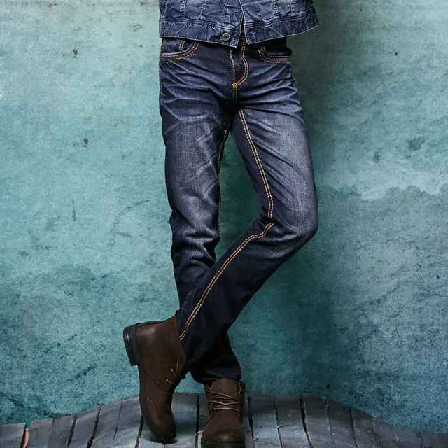 Retro Thick Thread Men Straight Jeans 2 