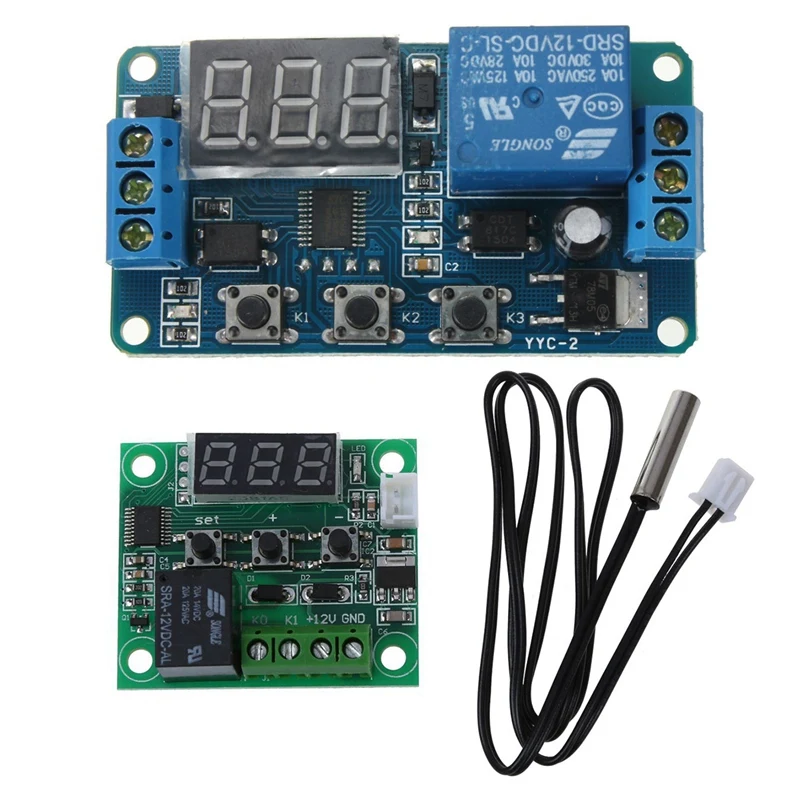 DSHA DC 12V термостаты датчик температуры переключатель-50 ~ 110 ° C & Автоматизация DC 12V Светодиодный дисплей цифровой таймер задержки Contr