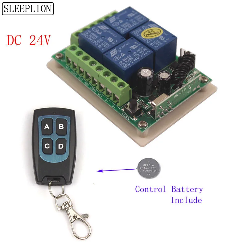 24V 4CH Remote Control Switch 315433MHz Remote Control Switch Universal 24V 4CH Transmitter Receiver Module Board    1