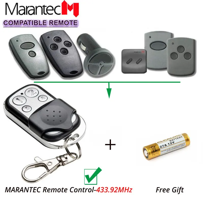 

Marantec D302, D304 433Mhz Garage Door replacement Remote Control Marantec transmitter clone key fob