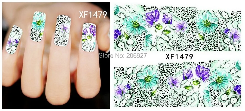 

2PCS XF1479 Cartoon Flower Prints Nail Art Water Decal Nail Water Transfer Sticker