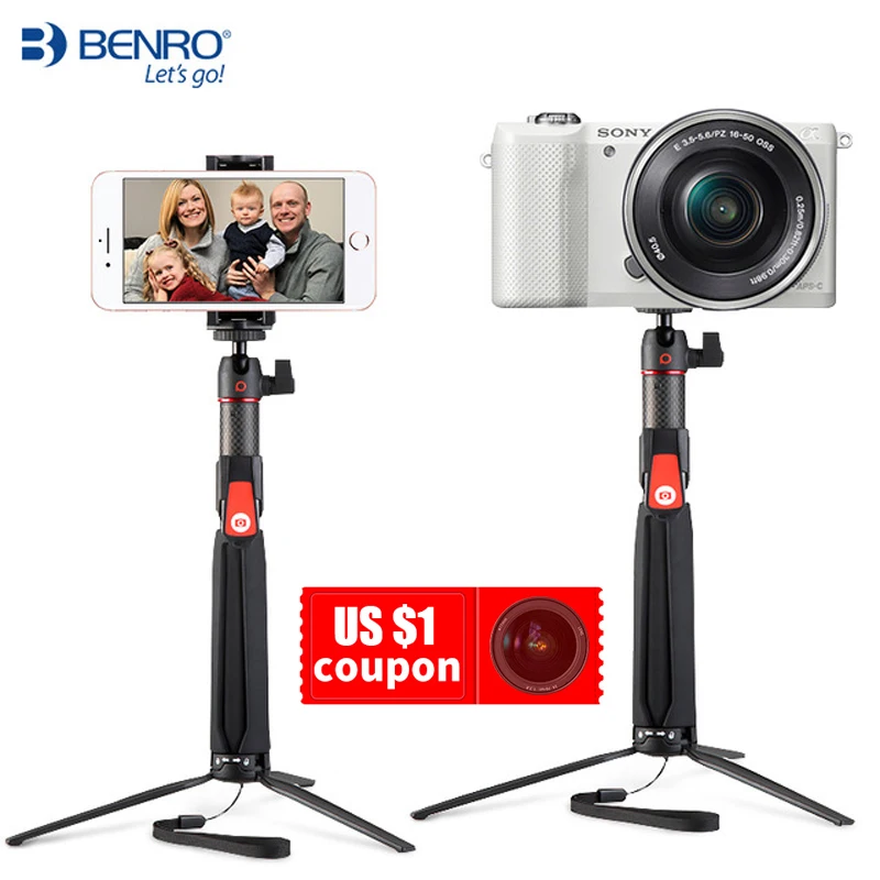 

Benro SC1 OSMO pocket Accessories Carbon Fiber Mini Tripod Desktop Stand Portable Extension Pole Selfie Stick Wireless Bluetooth