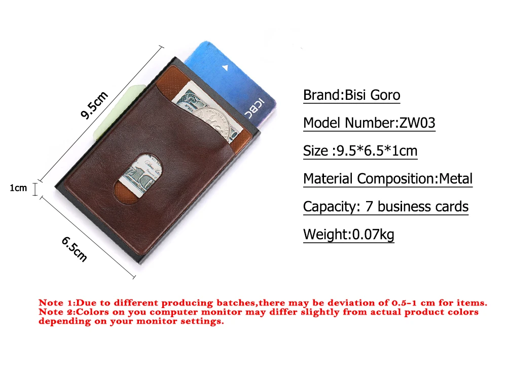 BISI GORO/2019 с защитой от RFID, для карт держатель металлическая коробка высокое качество чехол-портмоне с отделением для карт Повседневное