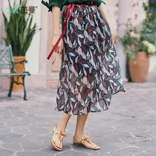 Inman шифоновая юбка, Новое поступление, ретро художественный стиль, женская юбка с цветочным принтом, Женская длинная юбка