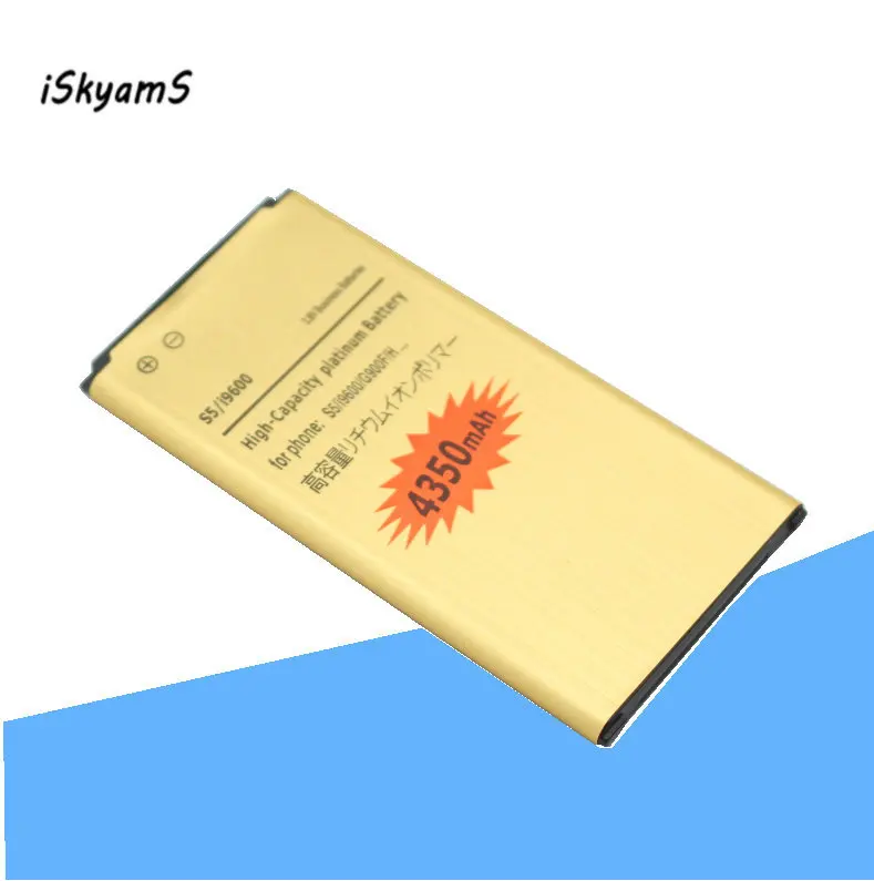 ISkyamS 1x4350mAh EB BG900BBE Золотая батарея для Samsung Galaxy S5 SV I9600 G900A G900P G900T G900V|Аккумуляторы
