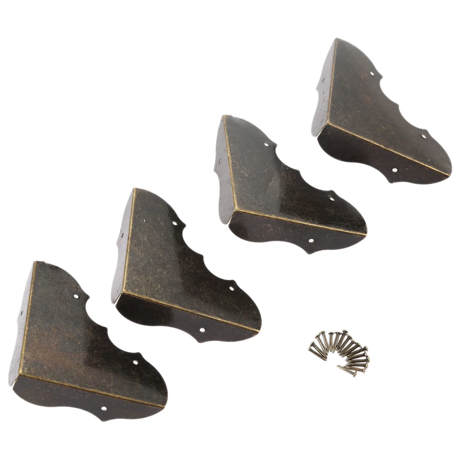 4Pcs Furniture Fittings Antique Corner Bracket Jewelry Wooden Box Feet