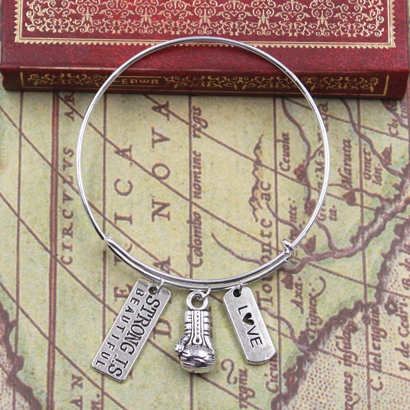 Новый серебряный цвет металлический женский браслет Винтаж Любовь боксерские