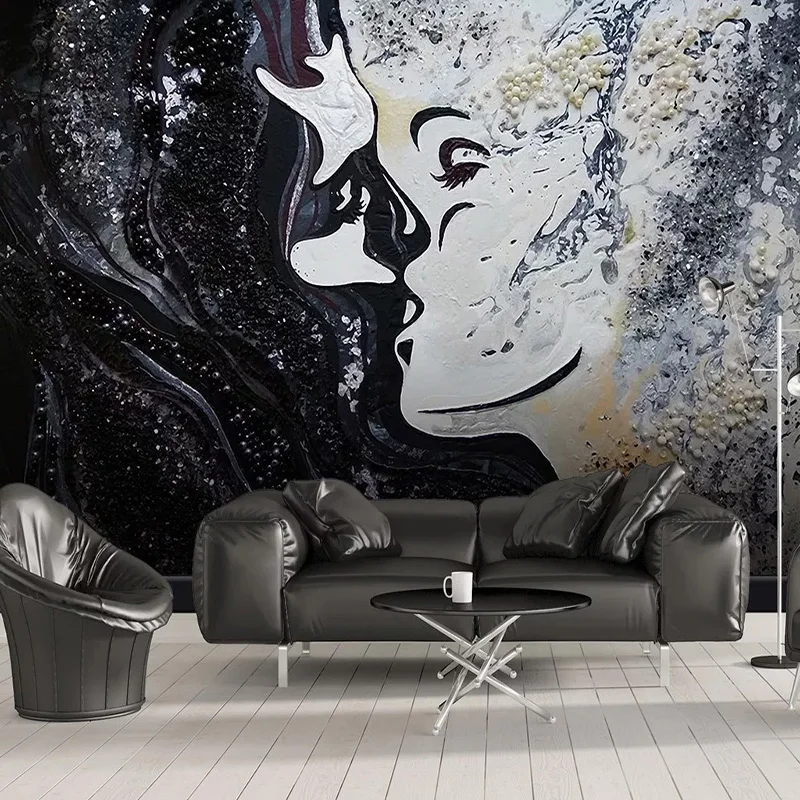 

Custom Mural Wallpaper 3D Creative Hand-painted Abstract Line Figures Art Wallpaper Living Room KTV Bar Backgruond Wall Painting