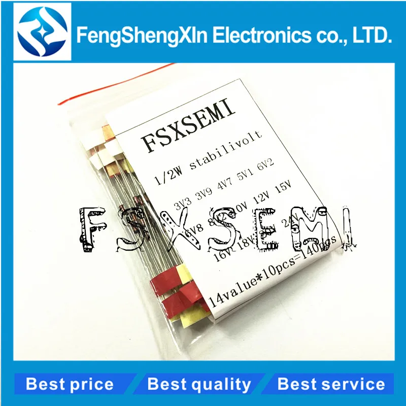 

14values*10pcs=140pcs Assorted Assortment Set New electronic diy kit 1/2w 0.5W Zener Diode 3.3V-30V