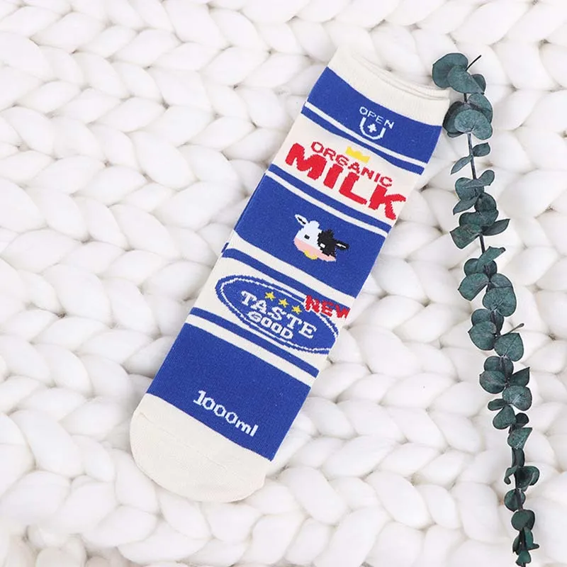 [WPLOIKJD] Harajuku Kawaii милые носки помидоры молоко бисквит шоколад унисекс забавные носки хип хоп скейтборд Мода Sokken - Цвет: 2