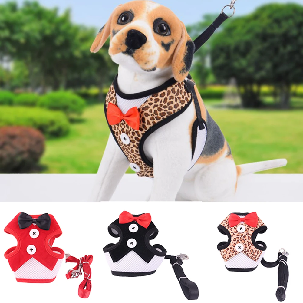 Mesh Bow Ties Small Dog Harness Nylon Breathable Puppy Dog Pet Harness