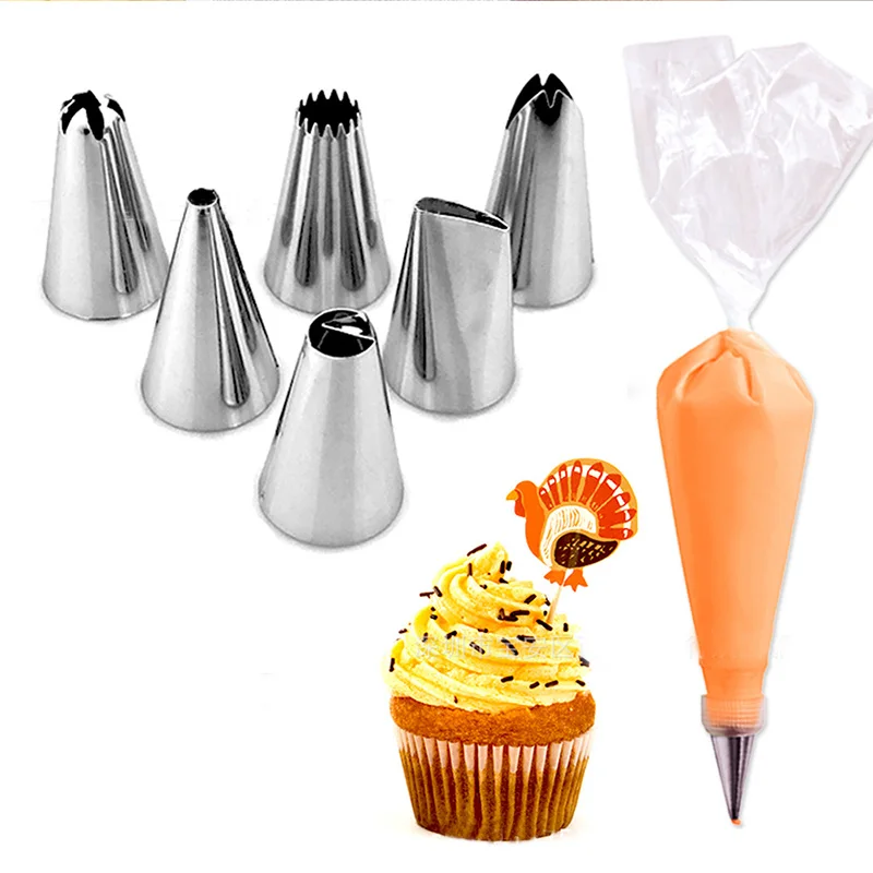 

Cream Squeeze Set Cake Decoration Food Grade Baking Accessories Piping Icing Pastry Bag Stainless Steel Transverter Cake Making
