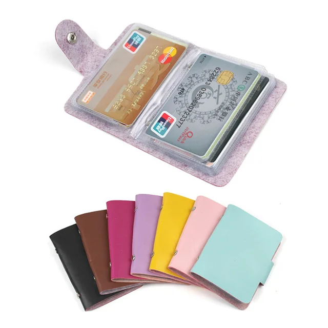 Fashion 24 Bits Useful Business Credit Card Holder PU Leather Buckle Cards Holders Organizer
