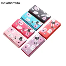 Женский кошелек с цветочным принтом, новинка, Длинные кошельки, карточный пакет, кошелек с застежкой, две сложенные женские сумки