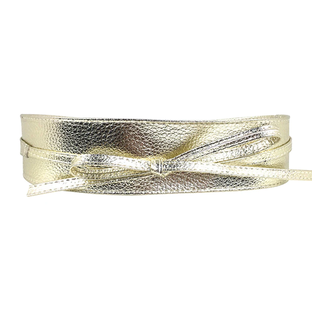 Золотой Широкий Простой бандажный корсет, повседневный женский пояс, пояс, платье, украшение, искусственная кожа, вечерние, для похудения, шнуровка, высокая талия, сексуальный - Цвет: Золотой