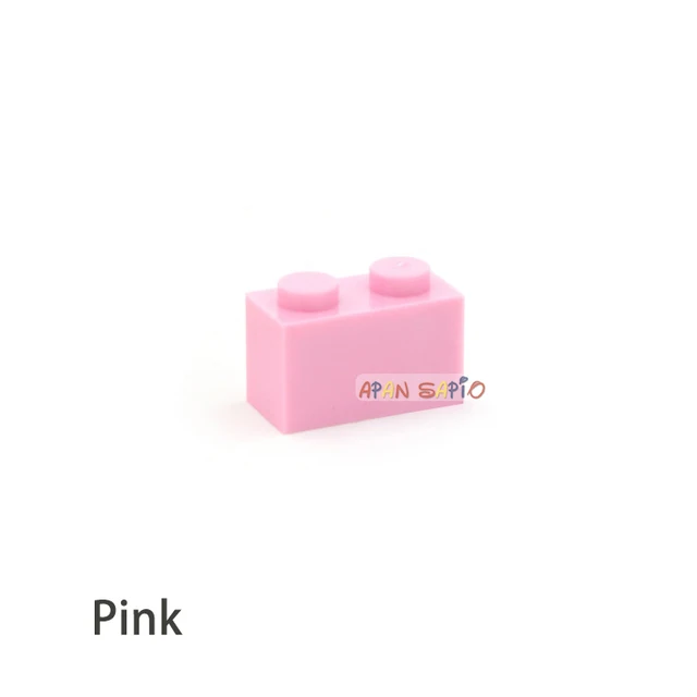 100pcs DIY Building Blocks Thick Figures Bricks 1x2Dots Educational Creative Size Compatible With 3004 Plastic Toys for Children Pink 100pcs