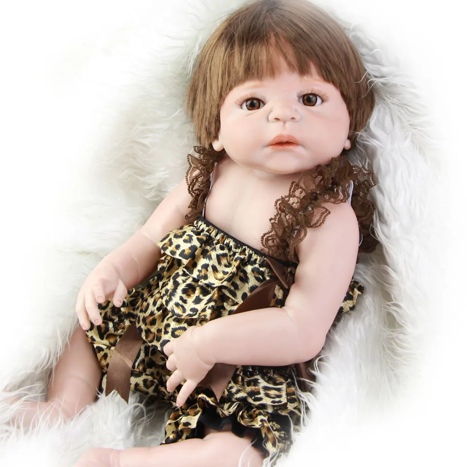 

23 Inch Full Silicone Body Baby Realistic Girl Reborn Dolls Fashion Ethnic Real Life Baby Dolls For Sale Kids Birthday