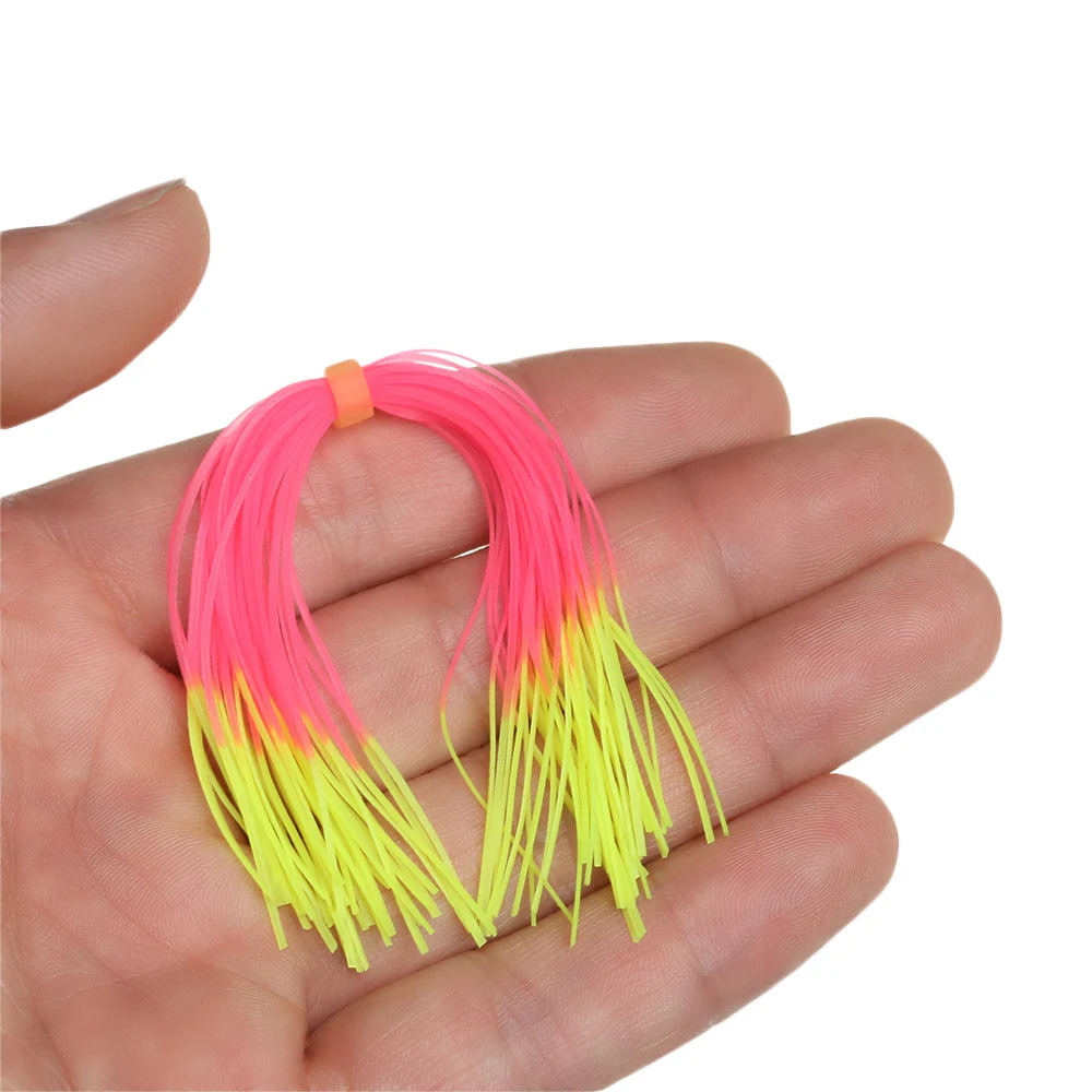 

100 Pcs Artificial Lures Silicone Skirts Jig Bait Windless Rubber Squid Fish Hook Color Random Fishing Accessories