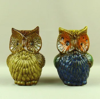 

Cute Porcelain Owl Figurine Piggy Bank Decorative Ceramics Nighthawk Miniature Mascot Animal Ornament Gift and Craft Accessories