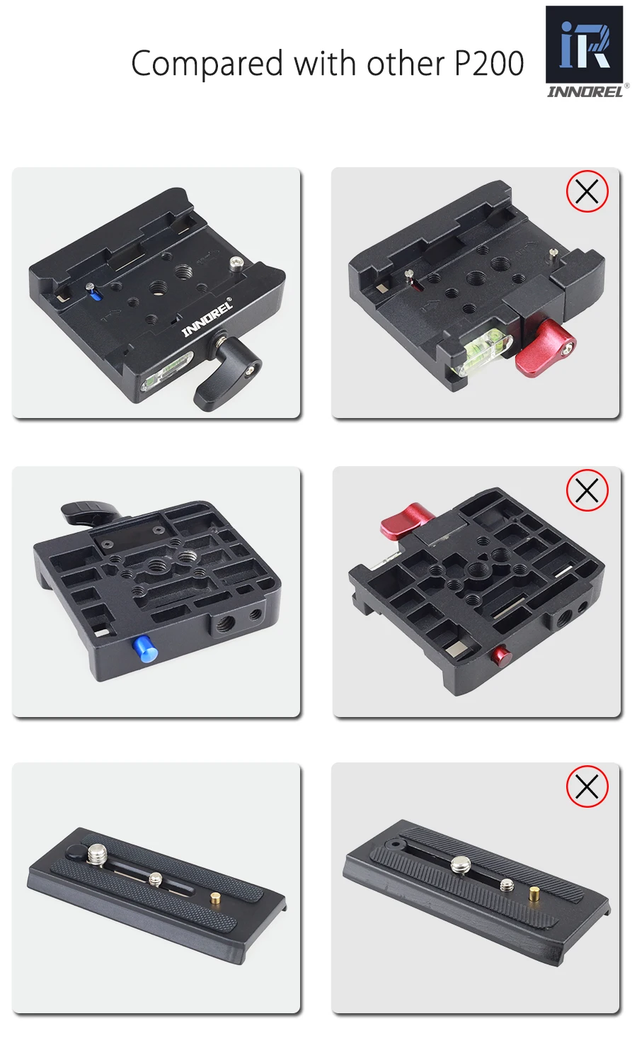 INNOREL P200 быстросъемный адаптер Комплект алюминиевый сплав QR пластина зажим для штатива монопод Manfrotto 501 500AH 701HDV 503HDV Q5