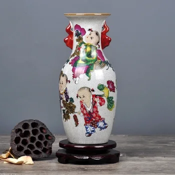 

christmas decor Jingdezhen Ceramic Ancient Cracked Glaze Vase Chinese Home Decoration Living Room Decoration Ancient Craft Gifts