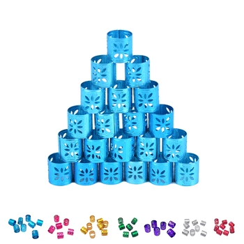 

100 Pcs Aluminum Hair Dread Braids Dreadlock Bead Adjustable Cuff Clip 10mm Hole Micro Ring Beads 5Colors 10*10mm