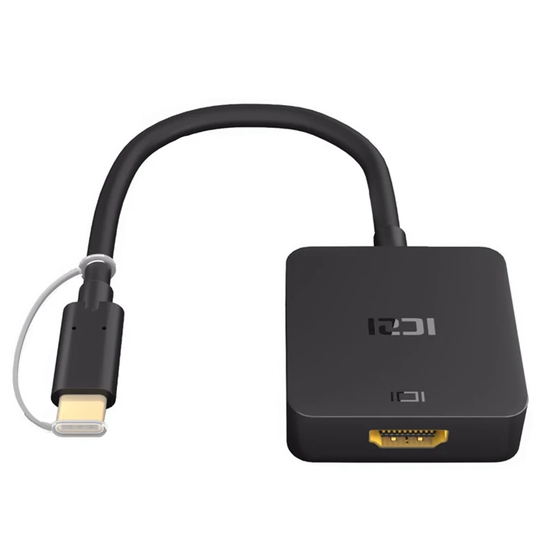 ICZI 4K type C к HDMI адаптер Thunderbolt 3 конвертер USB C к HDMI кабель для MacBook samsung S8 S9 huawei P30 mate 20 10 Pro - Цвет: Черный