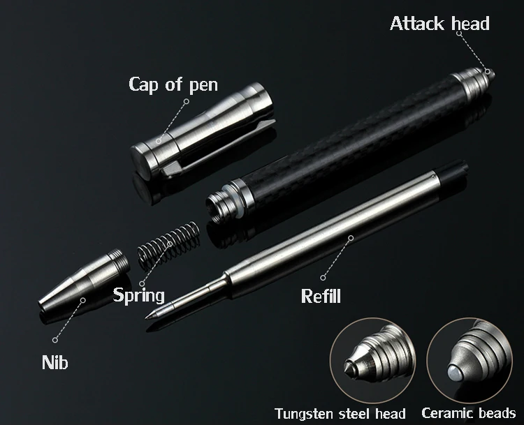 EDC Camp инструменты углеродное волокно Титан самообороны Личная безопасность тактическая ручка карандаш с функцией письма Вольфрамовая стальная головка