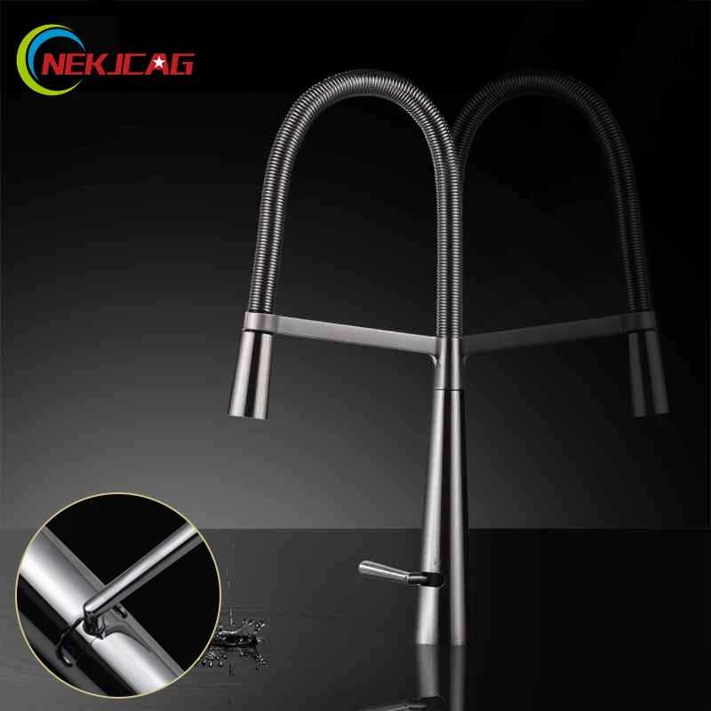

Kitchen Faucet Brushed Nickel 360 Degree Rotation Faucet Single Handle Deck Mounted Mixer Tap