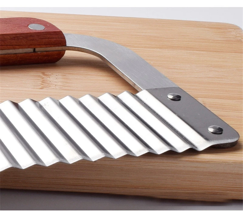 Волнистые Crinkle из нержавеющей стали Режущий инструмент Serrator салат разделочный нож и овощной фри слайсер сталь лезвие