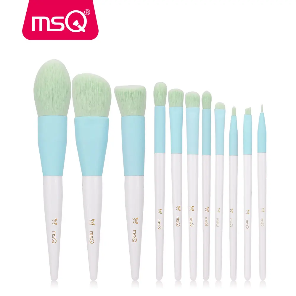 MSQ, 11 шт., набор кистей для макияжа, профессиональная пудра, основа для теней, набор кистей для макияжа pincel maquiagem, инструмент для макияжа с тканевым мешочком - Handle Color: STQH11W