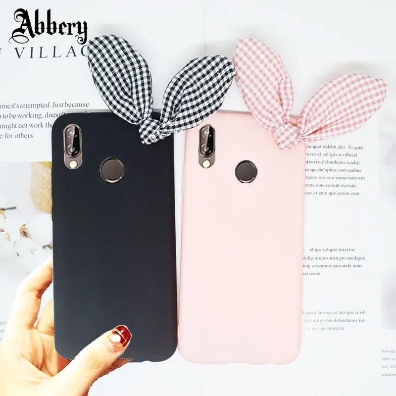 3D чехол с милым кроличьим бантом для Huawei Mate 9 10 20 lite P Smart Y3 Y5 Y6 Pro 2017 Y7 Prime Y9 2018 P20 P10 P9