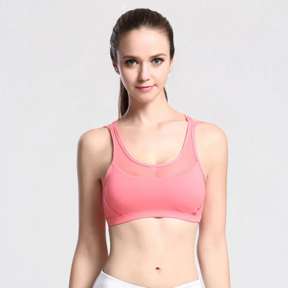 Women Professional Sports Running Jogging Bra Mesh Stitching Absorb