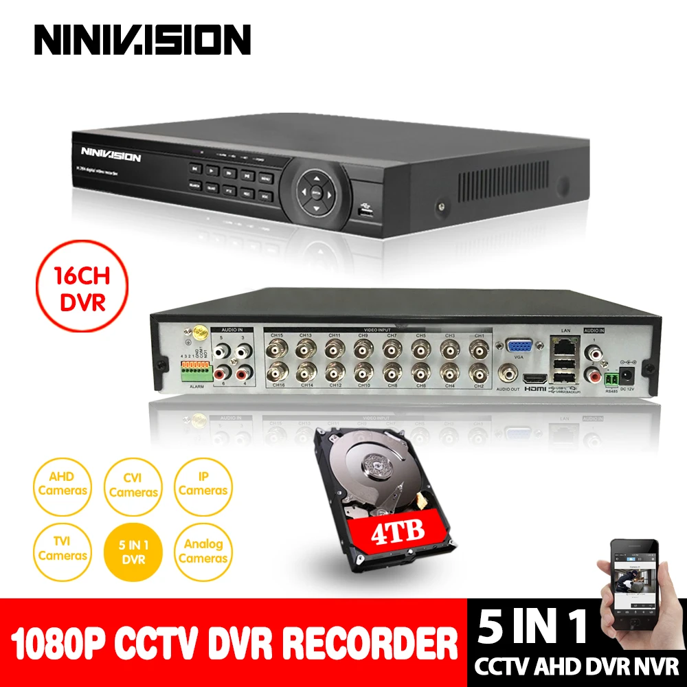 AHD видеорегистратор 16 каналов 1080 P HDMI 4 ТБ|nvr 16|nvr 1080pnvr dvr |