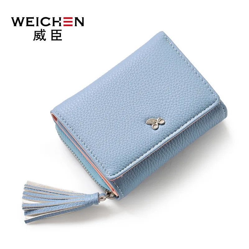 

2017 WEICHEN Brand New PU Leather Lady Wallet Freshness Small Girls Purse Mini Zipper Hasp Women Notecase