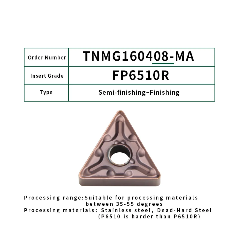 FivePears 10 шт. TNMG160404/TNMG160412/08 внешние токарные инструменты FP6510R токарный станок с ЧПУ резак инструмент