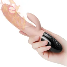 Soft Silicone Heating Rabbit Vibrator For Women 32 Frequency Powerful G-Spot Clitoris Stimulator Dildo Erotic Sex Toy