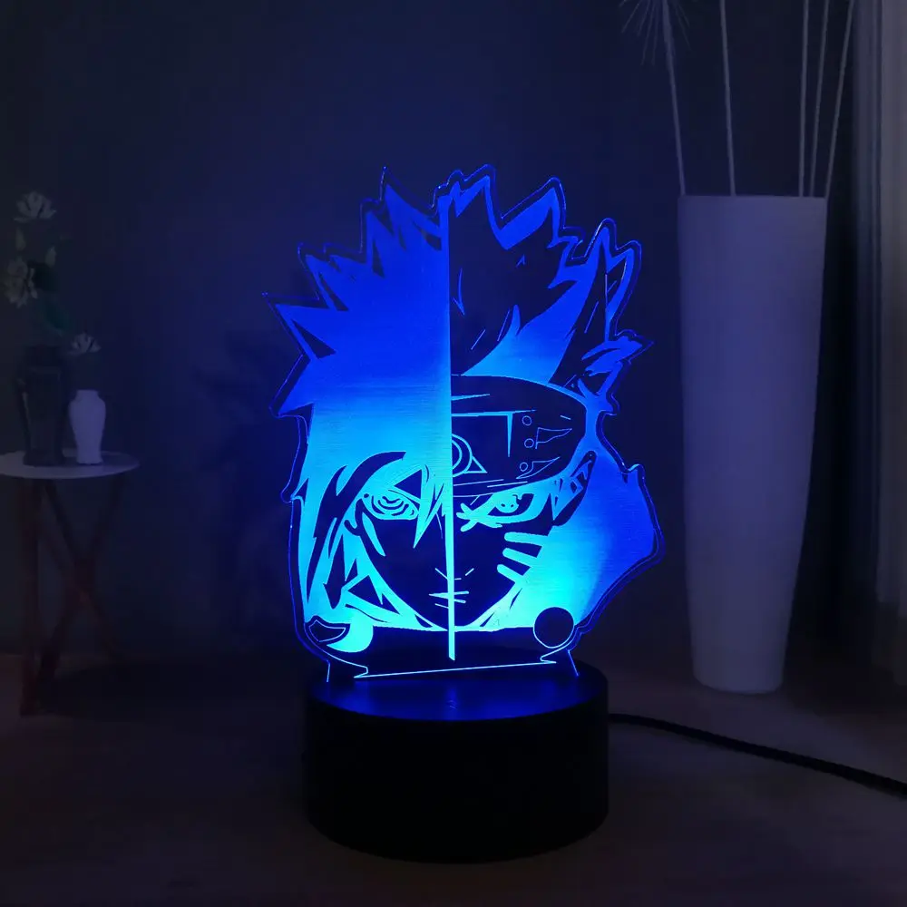 Наруто Uzumaki 3D иллюзия Лампа японского аниме USB переключатель разноцветный светодиодный ночник для спальни декоративное освещение для дома