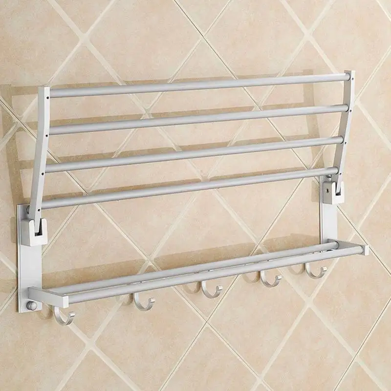 

Modern Double Wall Mounted Bathroom Bath Towel Rails Holder Storage Rack Shelf