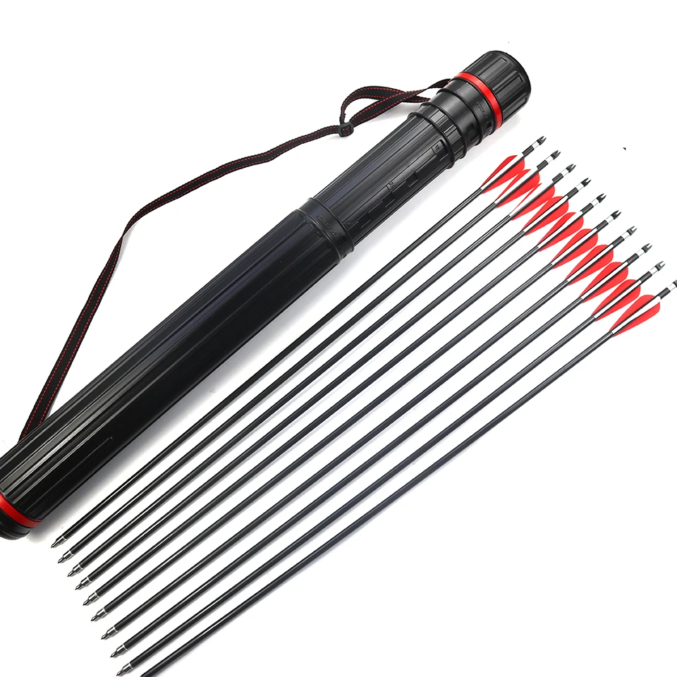 

12 Pcs 80 cm Spine 500 OD 8mm Fiberglass Arrow With 1pc Arrow Quiver For 30-80 lbs Compound Bow Hunting