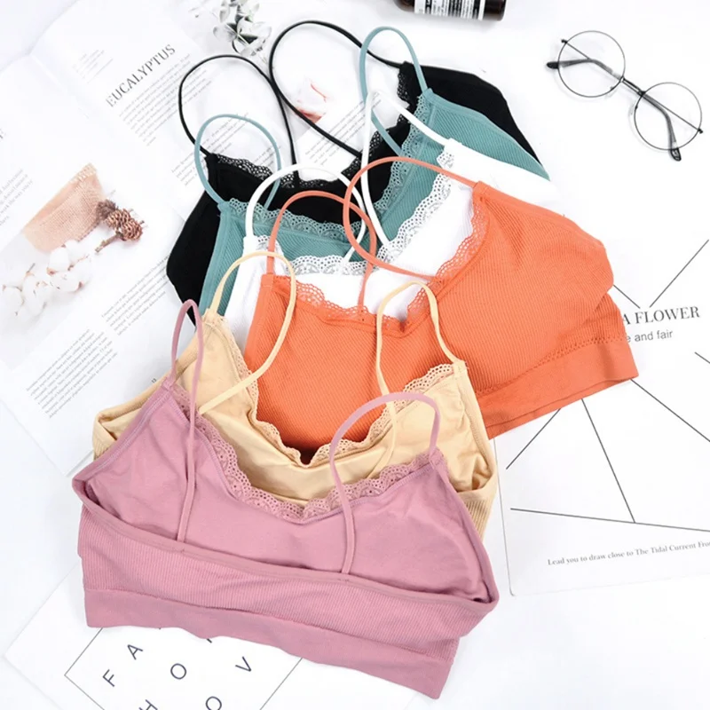 Женские короткие топы Camisole Camis однотонное разноцветное нижнее белье бюстгальтер на бретельках