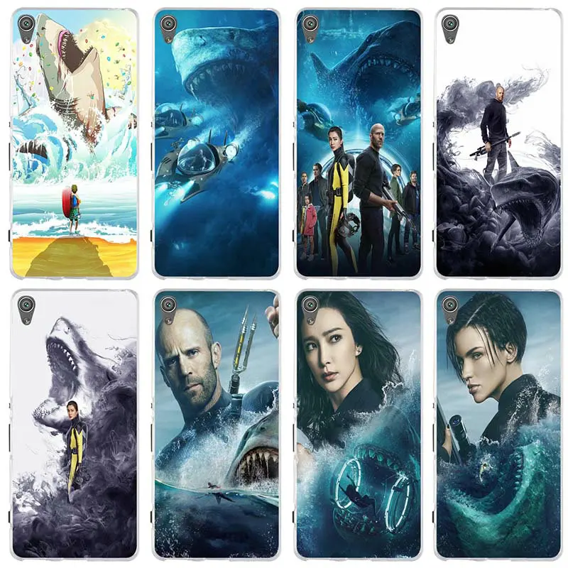 Мягкие силиконовые прозрачные чехлы Meg Big shark из ТПУ для Sony Xperia XA XZ Z Z1 Z2 Z3 Z4 Z5 Compact E3 E5