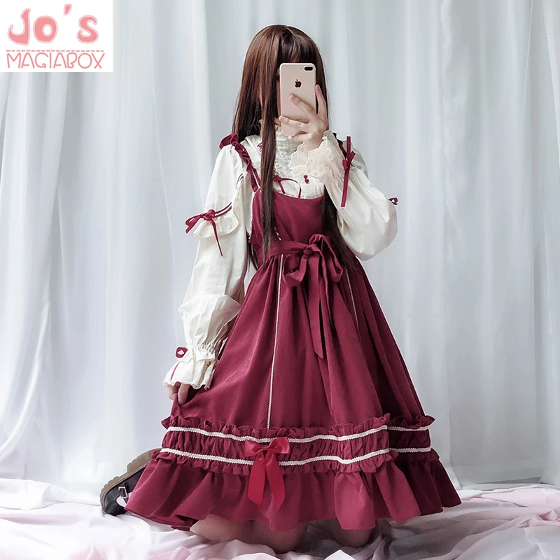 

Women Sweet Style Lolita Dress Kawaii Fake Two Pieces Christmas Halloween Party Uniform Patchwork Dress Cute Night Wear Vestidos