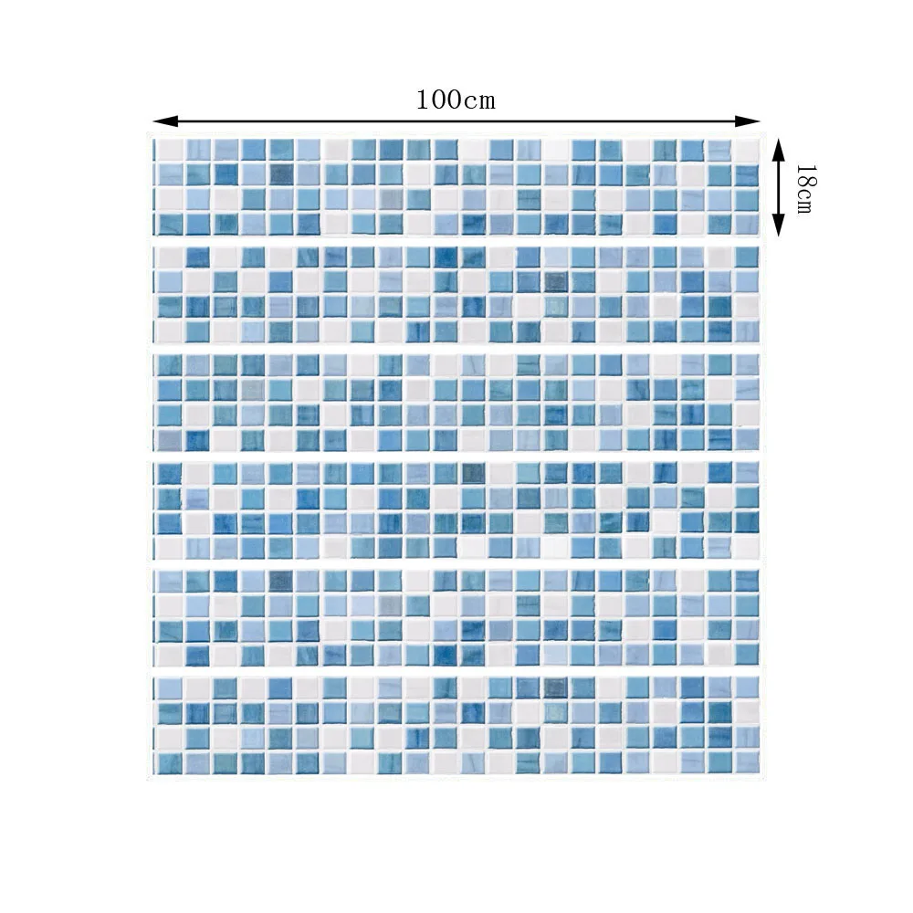 6 unids/set 18 cm x 100 cm azul y blanco mosaico retro escaleras decoración 3D arte pegatinas de pared decoración para el hogar mural lt026