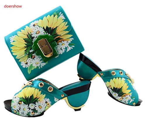 doershow New Fashion Italian Ladies Shoe and Bag Set Mathing Shoes and Bags for African Party Nigerian Fashion Shoes bag TGF1-5