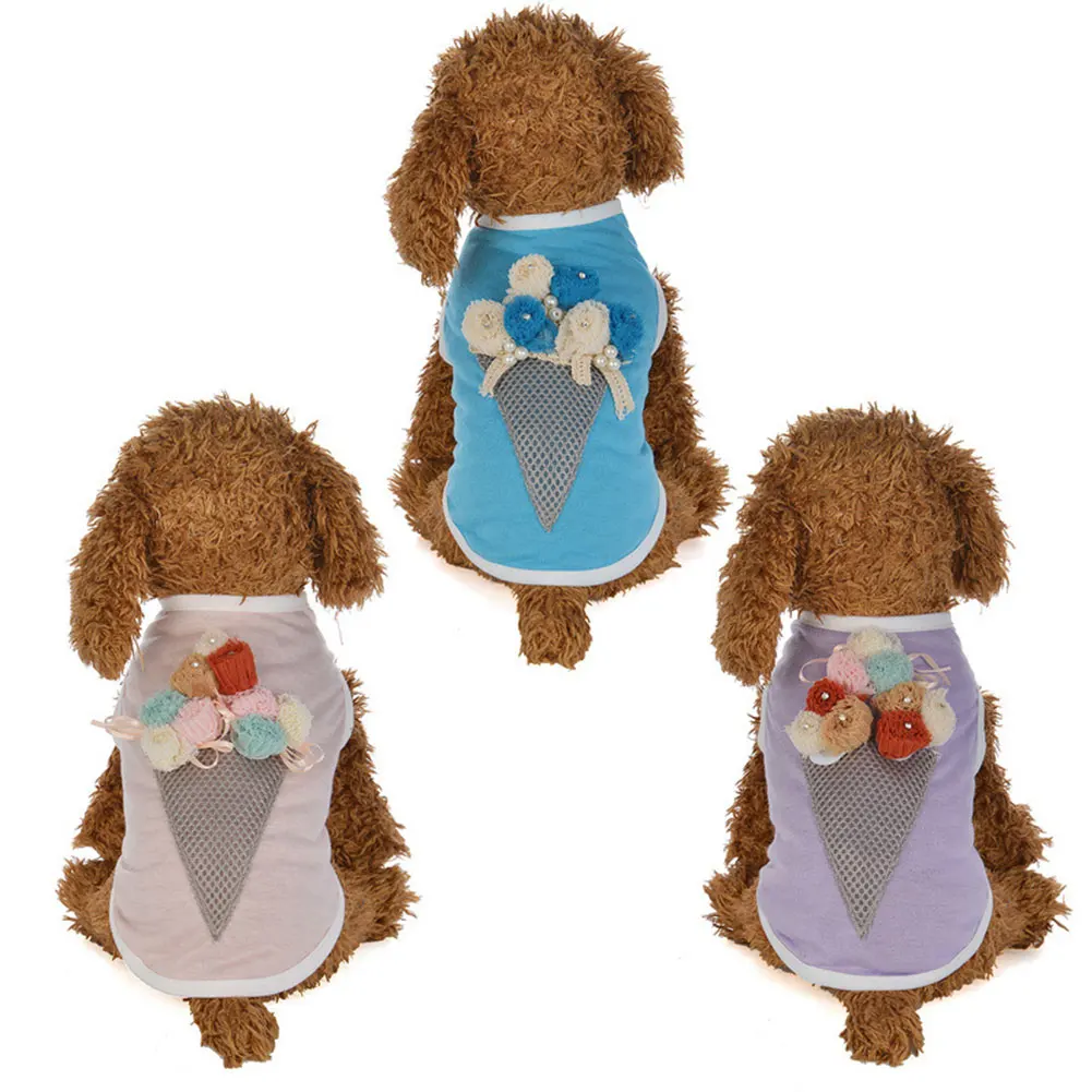 Симпатичные Мороженое Pet Puppy одежда летняя майка Собака жилет без рукавов подарок